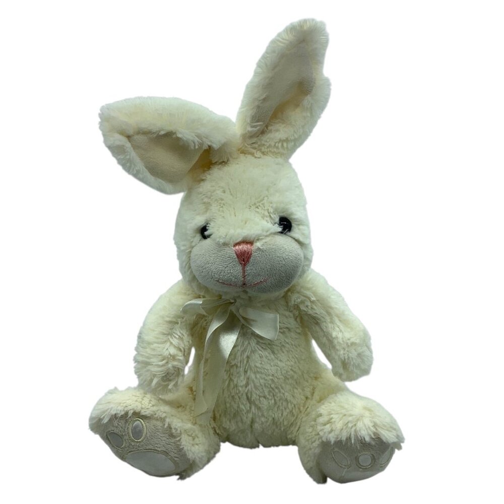 Animal Adventure Cream Plush Bunny Rabbit Toy Stuffed Animal 16" 2015 Ribbon Bow
